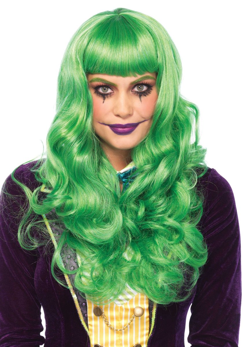 Misfit Long Wavy Bang Dames Pruik Groen 