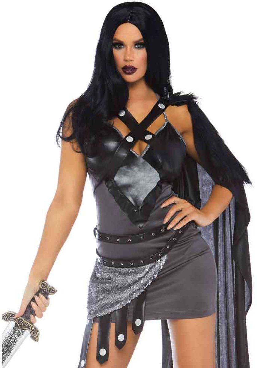 Throne Warrior dames kostuum grijs/zwart - S - Leg Avenue