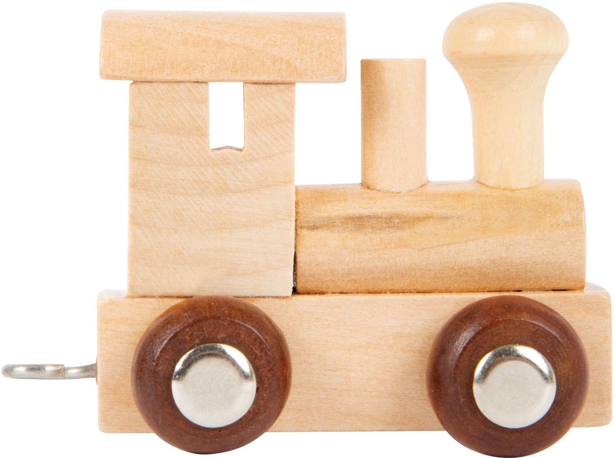 Lettertreintje naturel, naam van vier letters