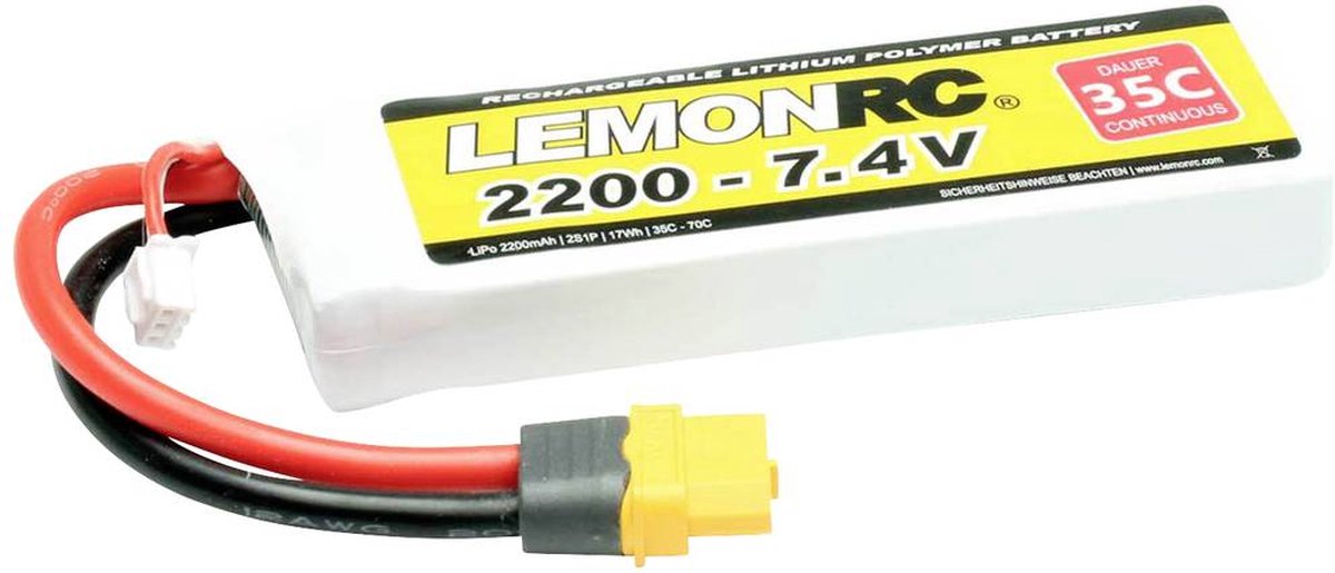 LemonRC LiPo accupack 7.4 V 2200 mAh Aantal cellen: 2 35 C Softcase XT60
