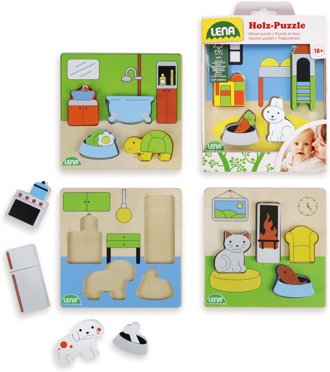 Lena - Puzzel - Dieren - 4 stuks