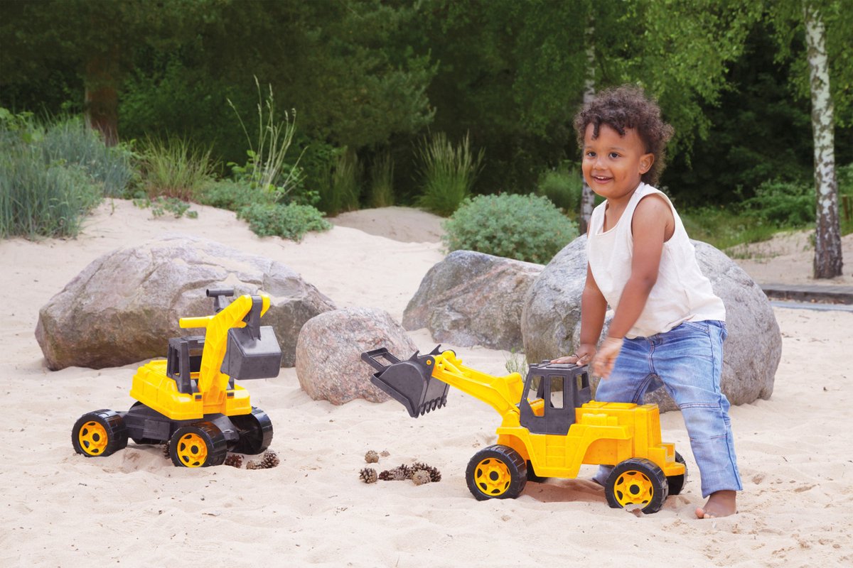 Lena Eco GIGA TRUCKS Shovel Pro Zwart / Geel (sit on) - 63cm