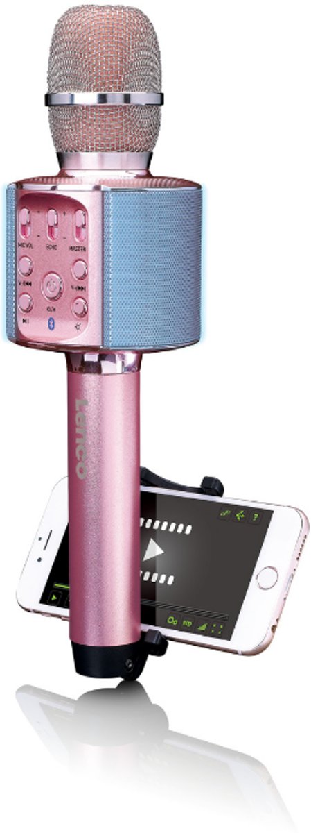 Lenco BMC-090 - Karaoke microfoon met Bluetooth en LED-lichteffecten - Roze