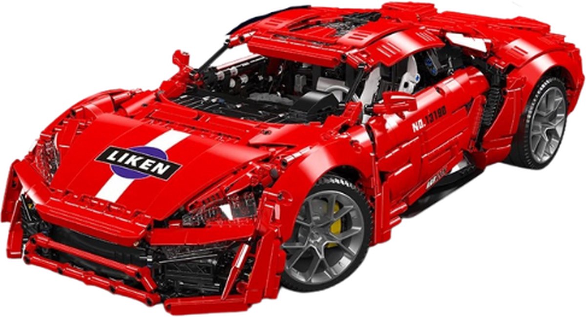 Grokos - speelgoed auto - mould king - sinterklaas - 52.3x24.4x13.5cm - 12+ - 4070 stuks - race auto replica - rode kleur