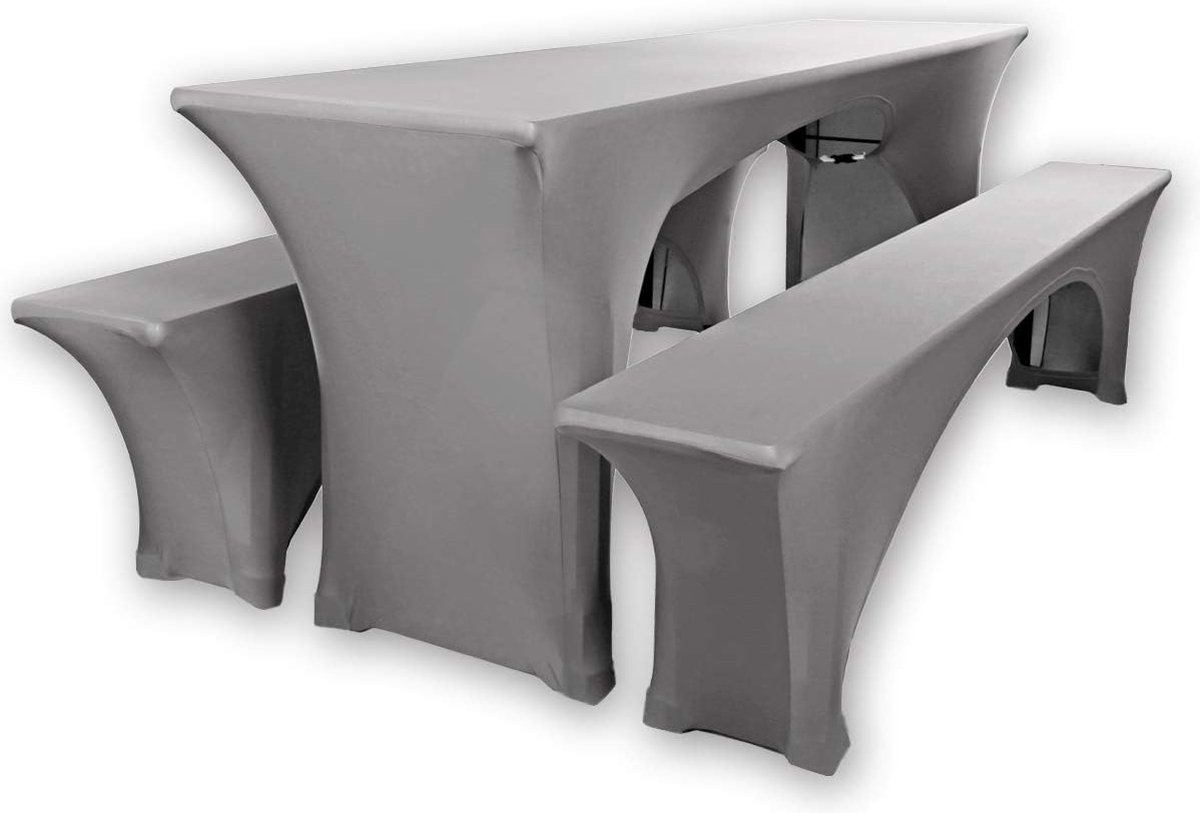 Biertafelhoezen, set van 3, van stretch-materiaal, voor biertafels van 70 cm of 50 cm breed, met keurmerk Öko-Tex Standard 100, antraciet, 50 x 220 cm