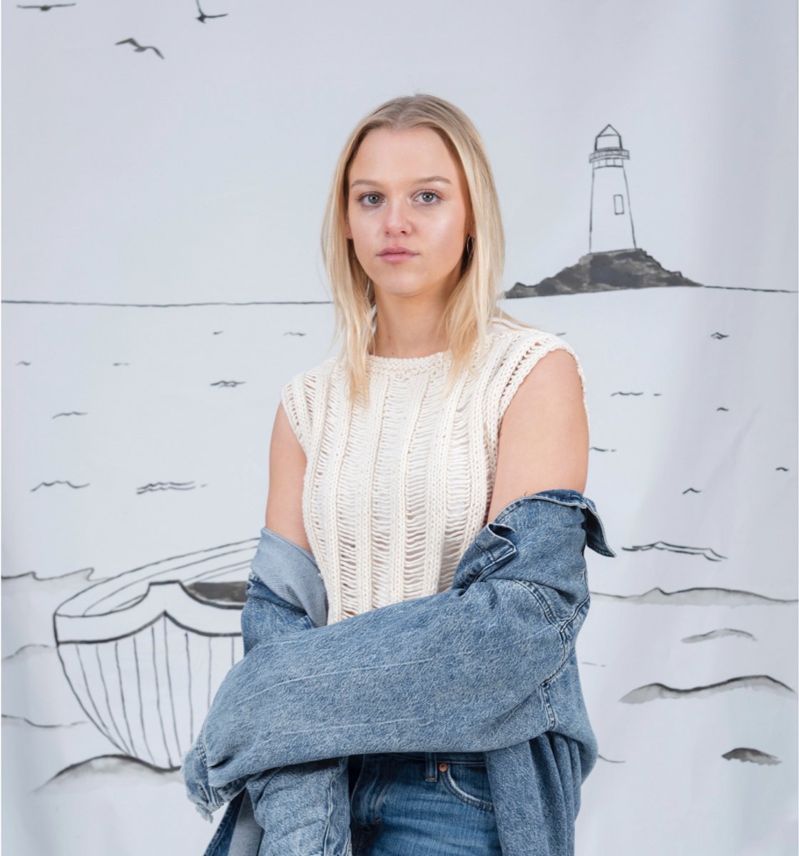 Breipakket all-in - Les Cousines - Rib&Rip top - breien voor beginners - 100% bio katoen - kleur ivory