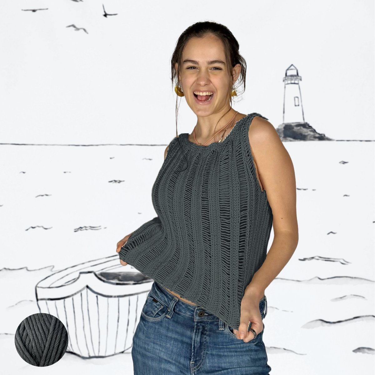 Les Cousines Breipakket all-in - Rib&Rip trui breien - beginners - 100 % bio katoen