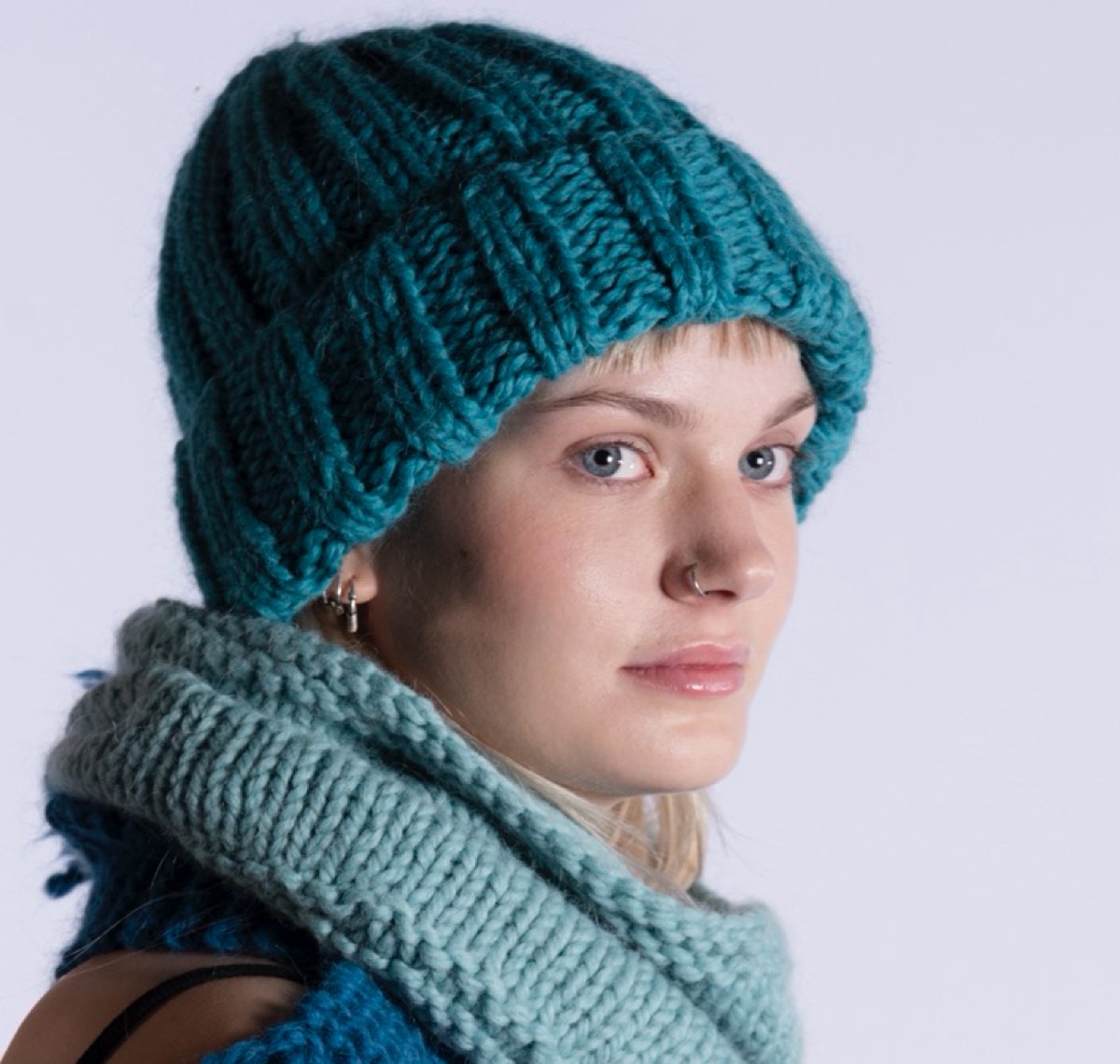 Les Cousines Breipakket all-in - Rib-Knit Beanie - Eenvoudige muts rondbreien- 100% wol - kleur Sea green