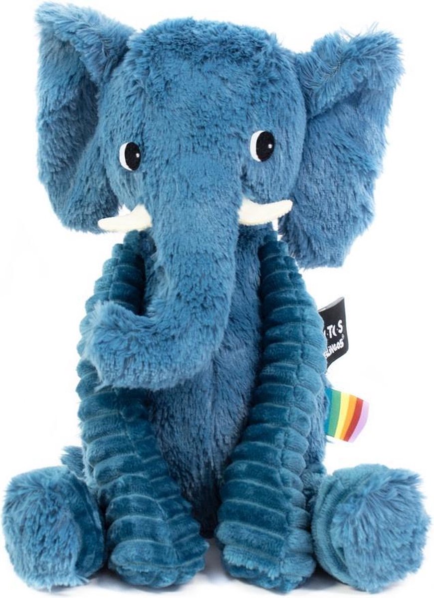 Les Deglingos Knuffel Olifant Blauw 20 Cm