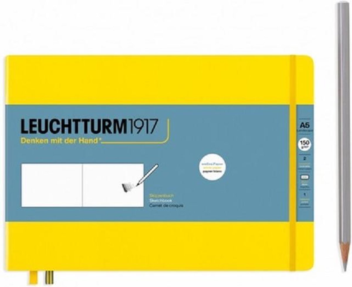 Leuchtturm1917 Medium Landscape Schetsboek met harde kaft Citron