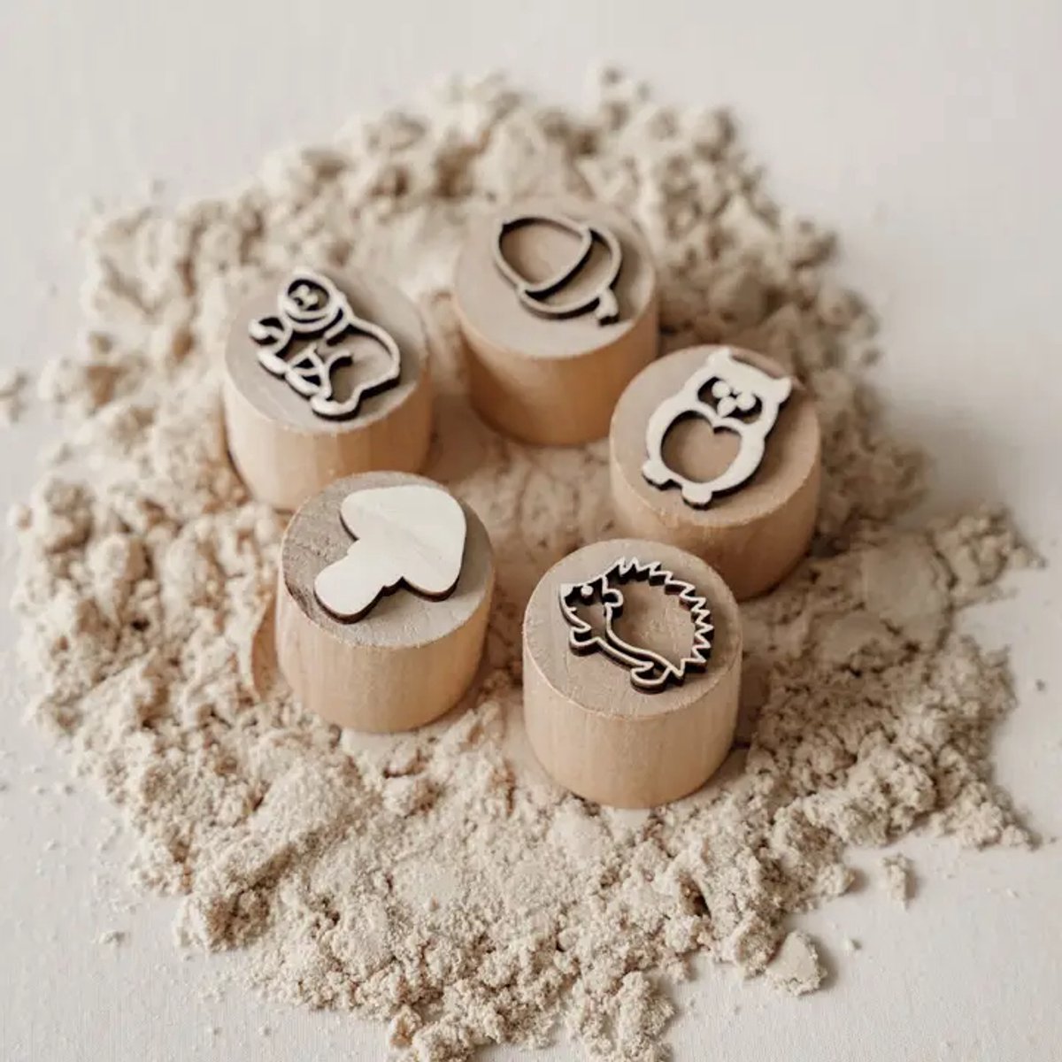 Houten stempel - Bosdieren - Stempel set - Speelbak - zand - Montessori - Sensorisch spelen - Zandstempel - Kleistempel - Stempelen - Motoriek