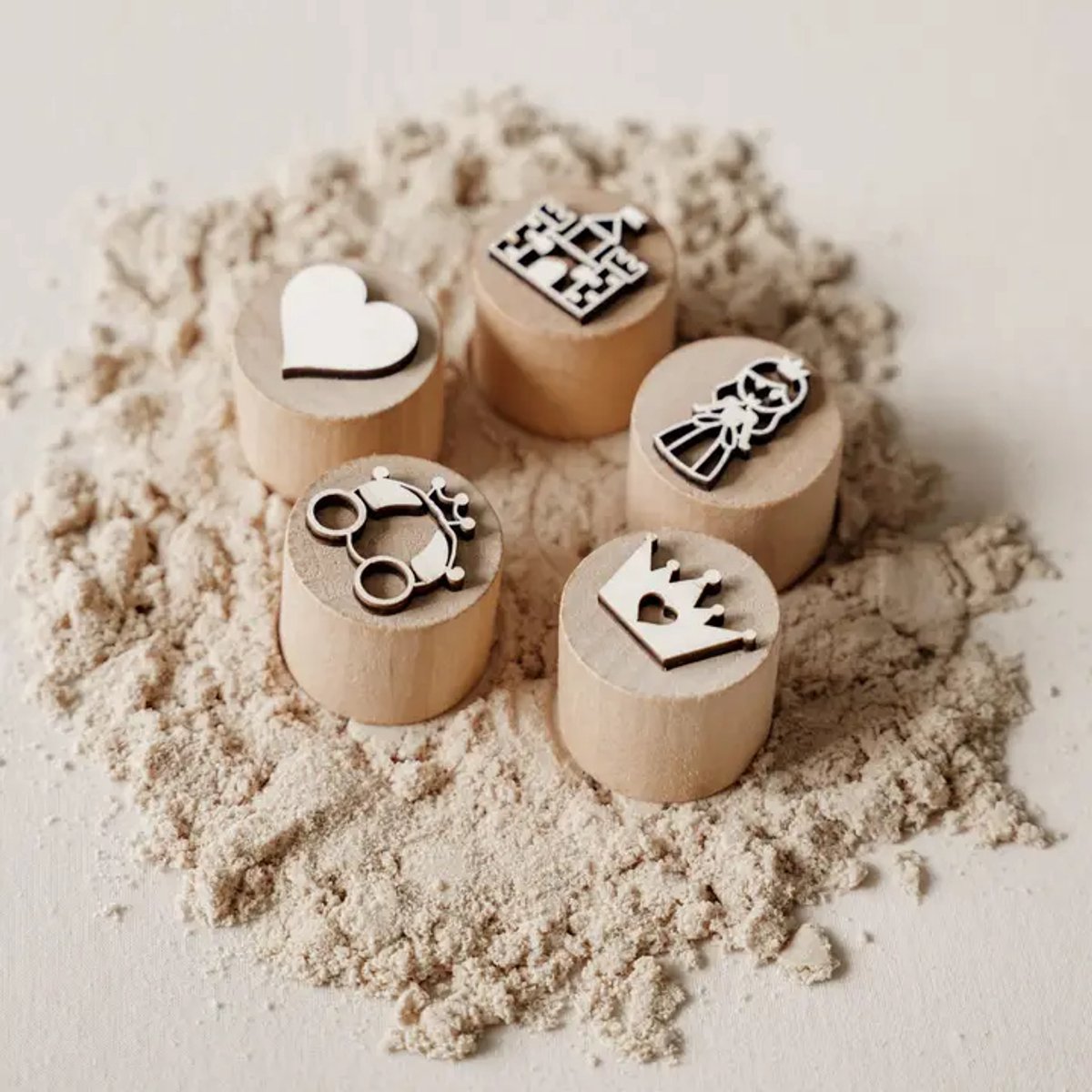 Houten stempel - Prinses - Stempel set - Speelbak - zand - Montessori - Sensorisch spelen - Zandstempel - Kleistempel - Stempelen - Motoriek