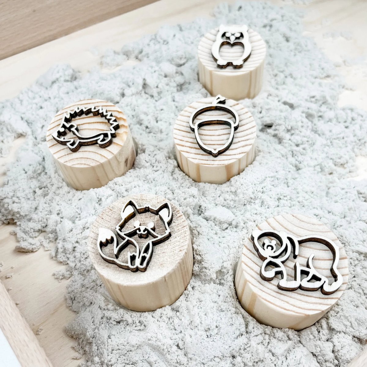 Houten stempel - Safari - Stempel set - Speelbak - zand - Montessori - Sensorisch spelen - Zandstempel - Kleistempel - Stempelen - Motoriek