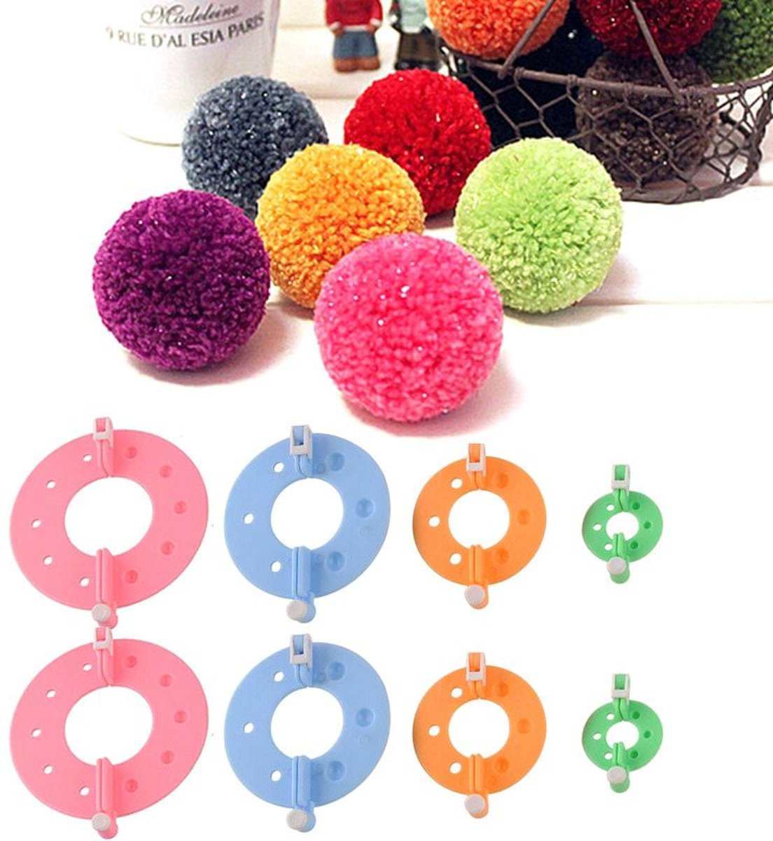 pom pom maker  9/7/5.5/3.5 CM 8 stuks - Levay ®