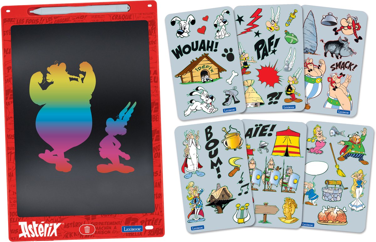 Asterix en Obelix 11’’ veelkleurige E-ink-tablet om te leren tekenen, met sjablonen