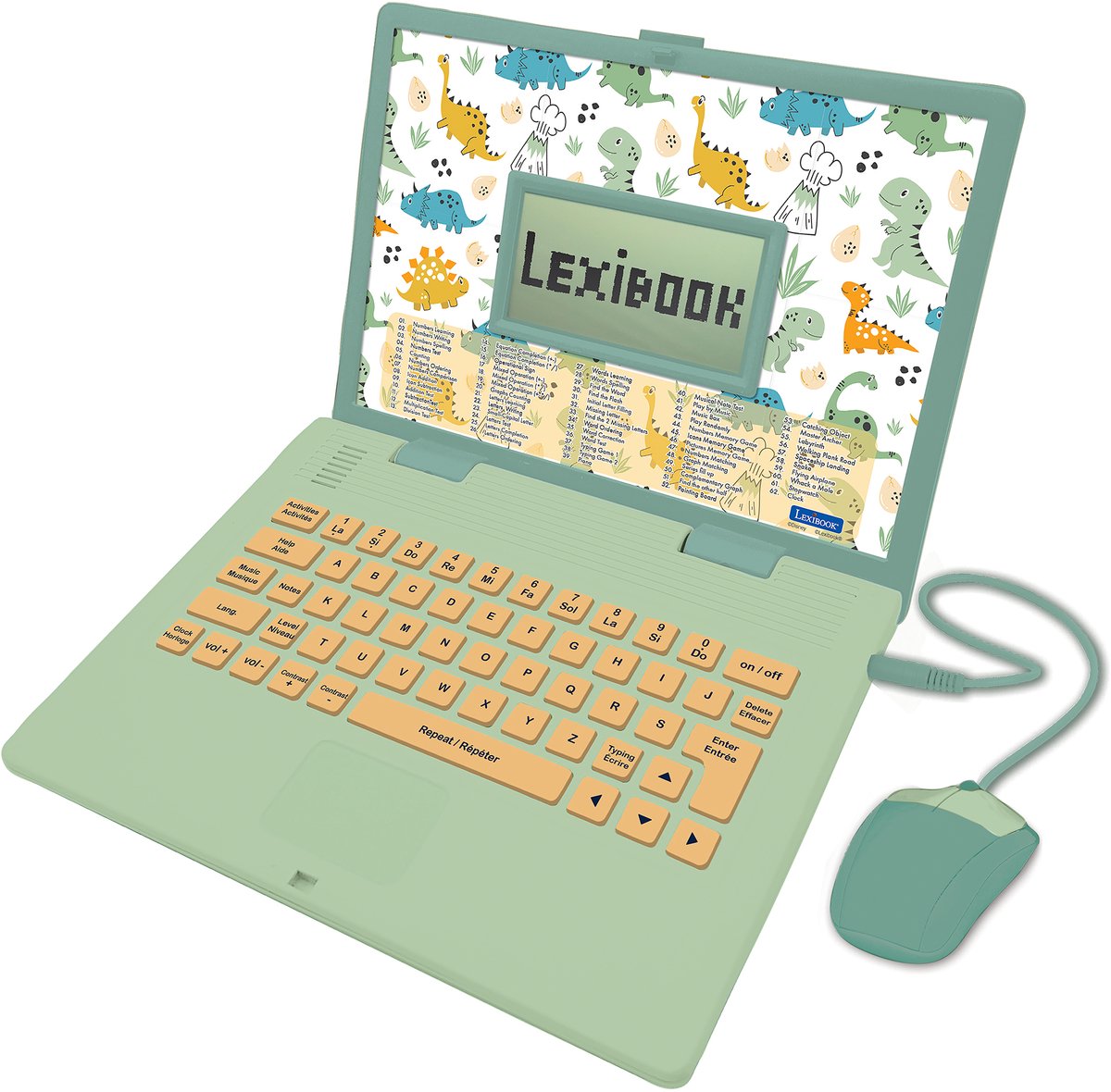Dinosaurus Tweetalige educatieve laptop met 124 activiteiten (EN/FR)