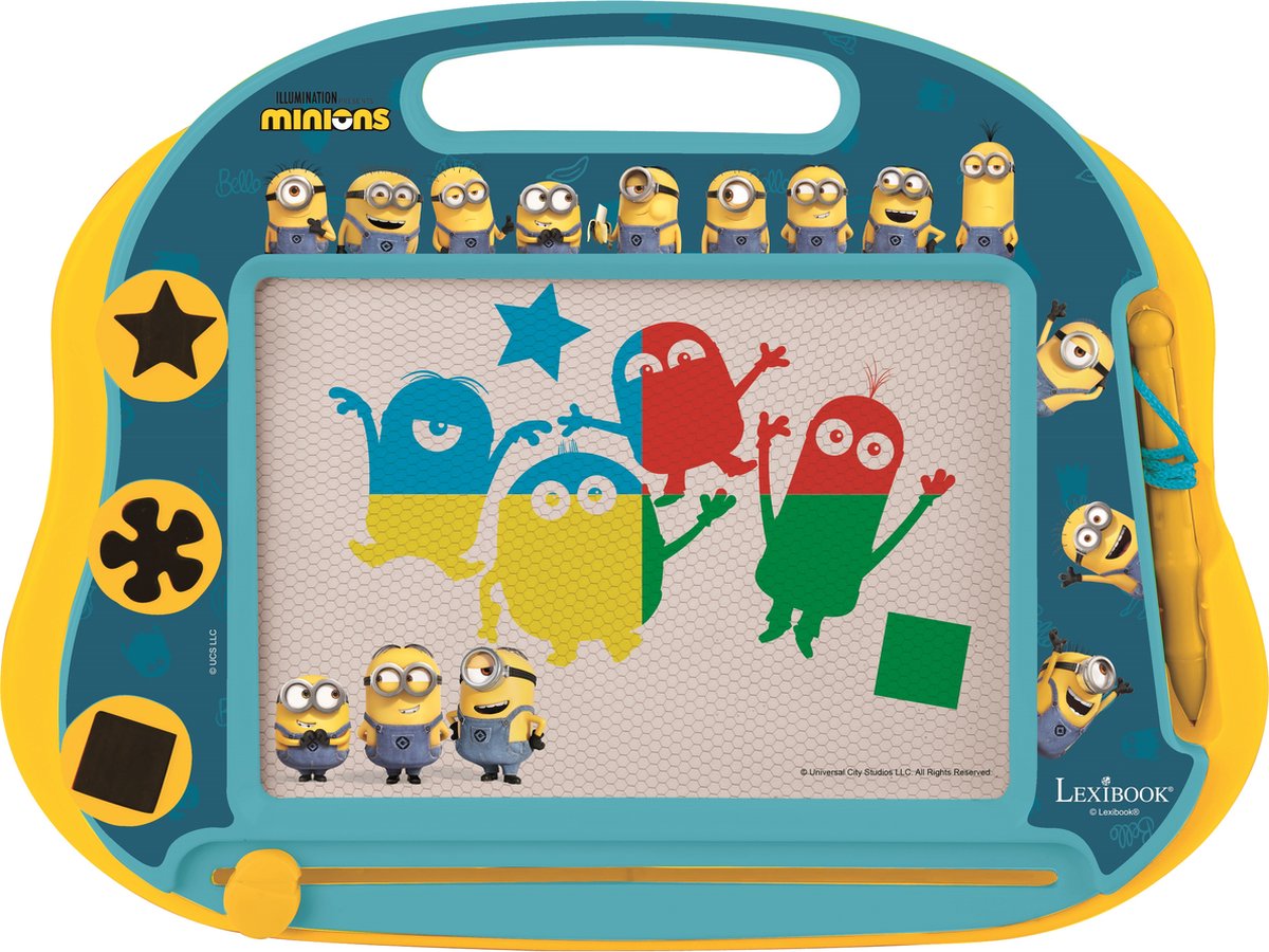   Veelkleurige magnetische magisch Minions tekentafel, artistiek creatief speelgoed voor meisjes en jongens, pen en stempels, Geel / Blauw, CRDES550