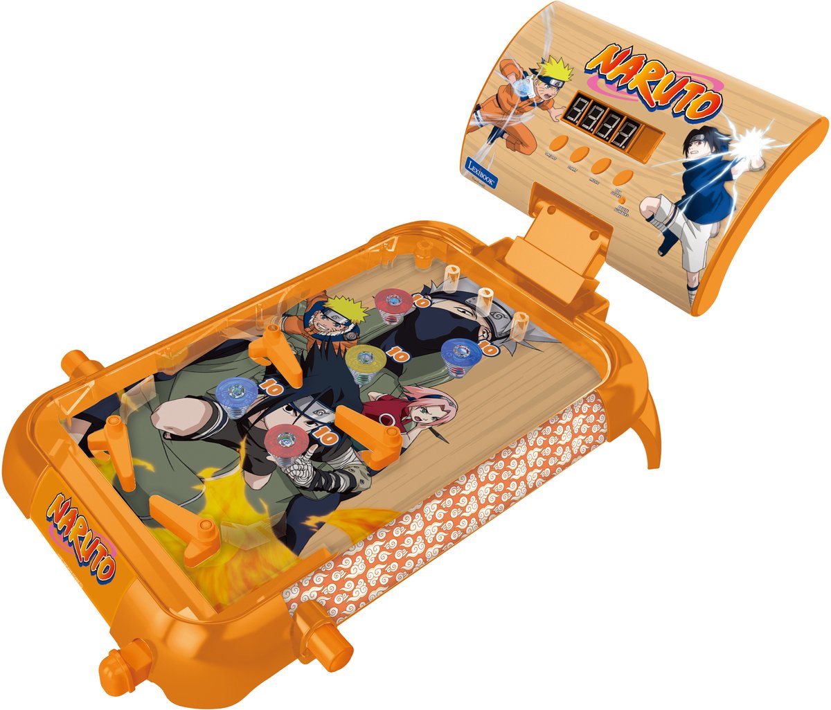 Naruto electronic table pinball with a great design, sounds, lights and digital scoring to play alone or challenge your friend