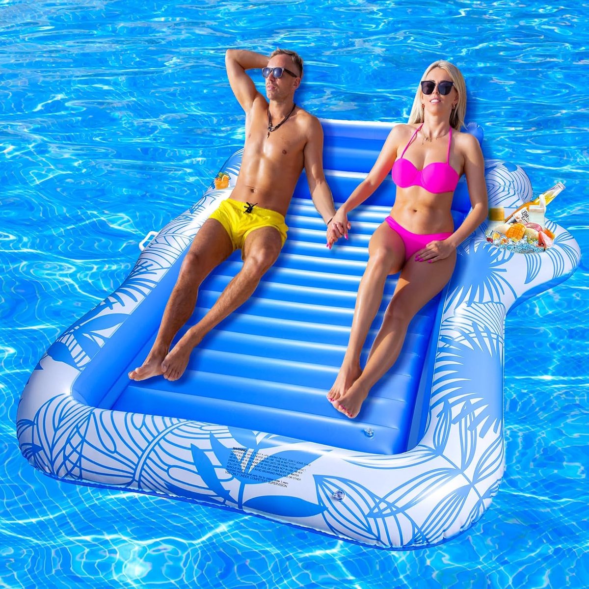 Lexium Tanning bed – Tanning pool – Opblaasbaar luchtbed – Zwembadmatras met rugleuning – Zwembad ligbed volwassenen – Drijvend luchtbed – Pool float – Opblaasbare tanning lounger – Luchtbed met bekerhouder –