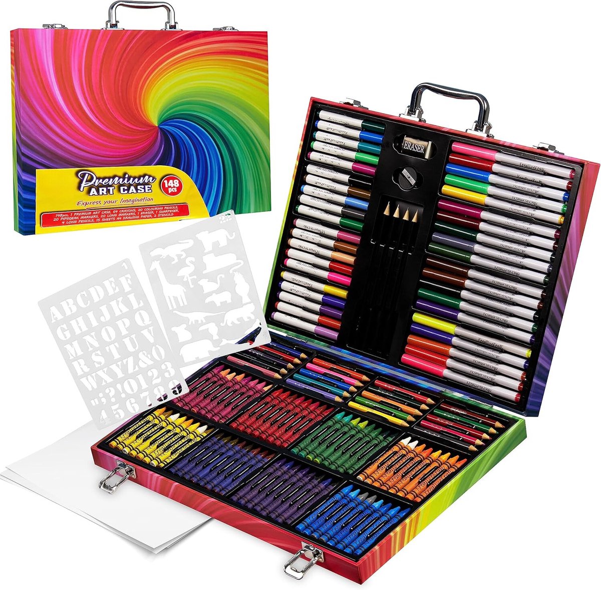 Lexium Tekendoos - Tekenset - Tekenkist - Tekenkoffer - Tekenset Compleet voor Kinderen en Volwassenen