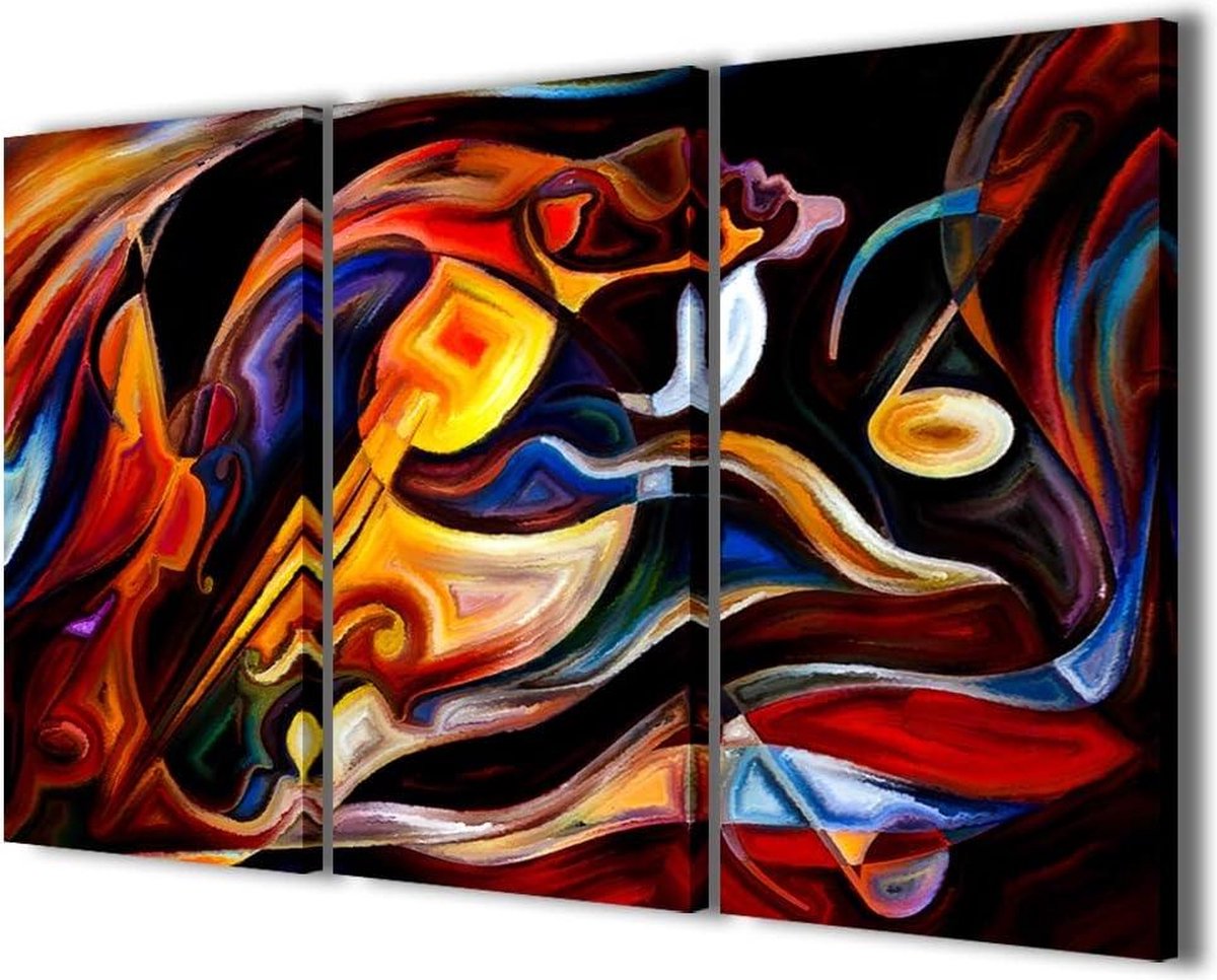 Abstract Schilderij op Canvas - Moderne Kunst 3 Panelen - Klaar om op te hangen - 120 x 90 cm