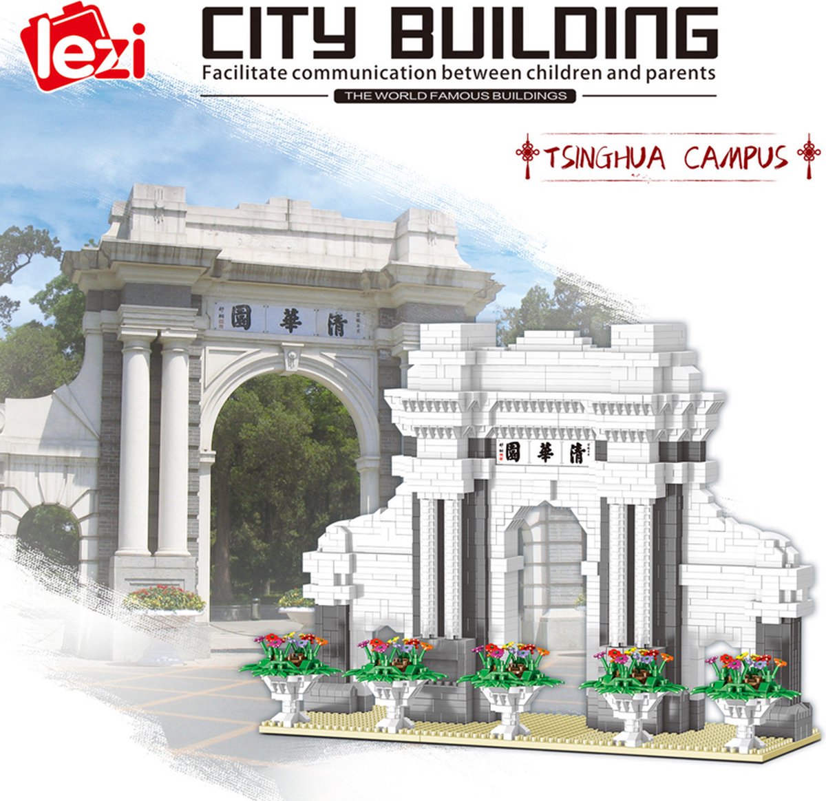 Lezi Tsinghua Garden LZ8032 - Nanoblocks / miniblocks - Beroemde bouwwerken - Bouwset / 3D puzzel - 3315 bouwsteentjes