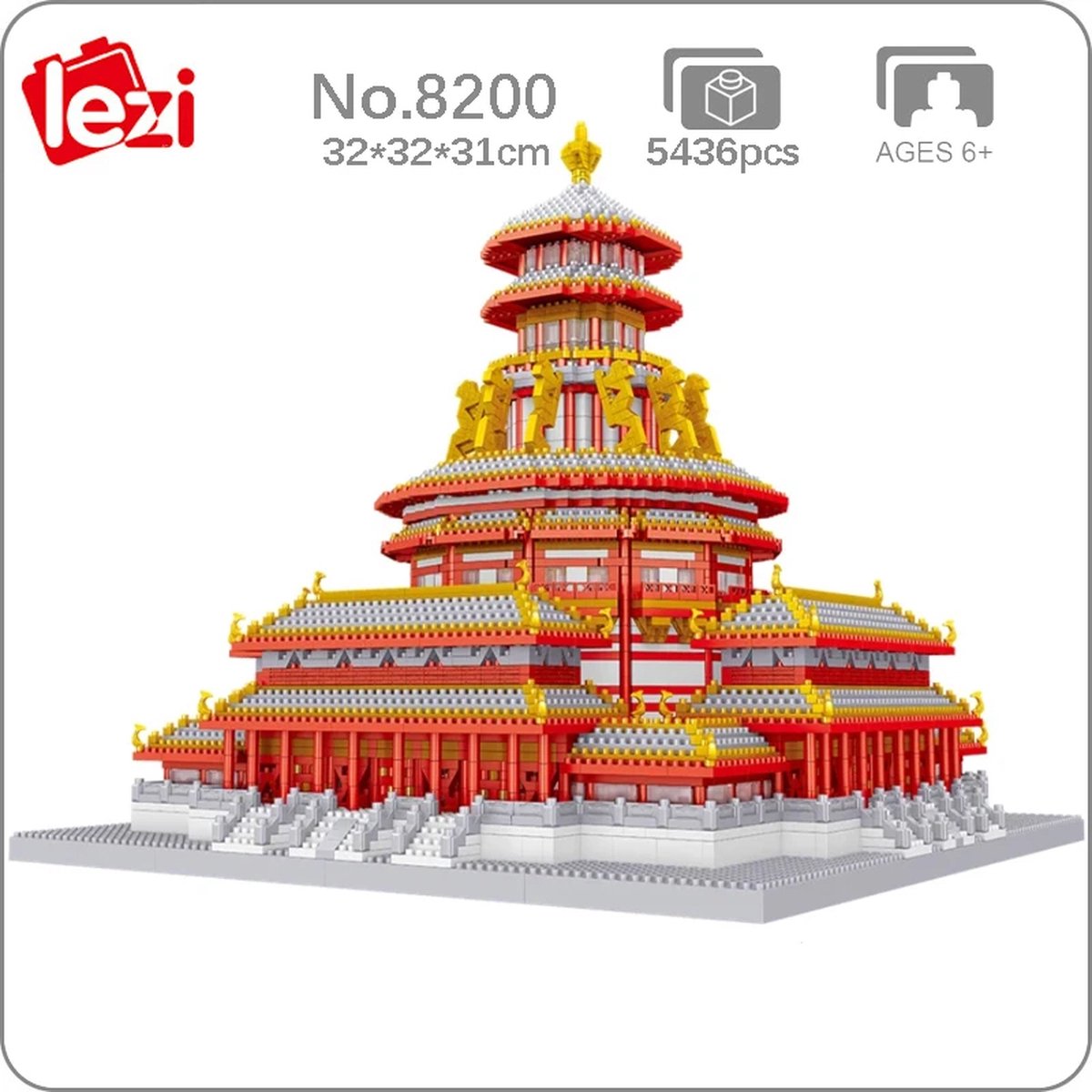 Lezi Ziwei Palace LZ8200 - Architectuur - Nanoblocks / miniblocks - Beroemde bouwwerken - Bouwset / 3D puzzel - 5436 bouwsteentjes