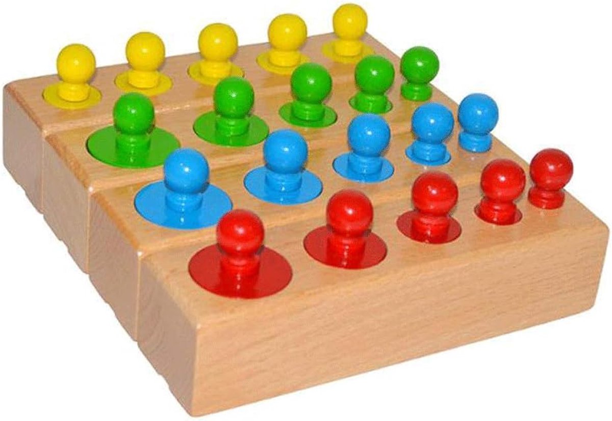 Gekleurde houten Cilinder Blok - Speelgoed Montessori - kinderspeelgoed - educatief speelgoed - Puzzle