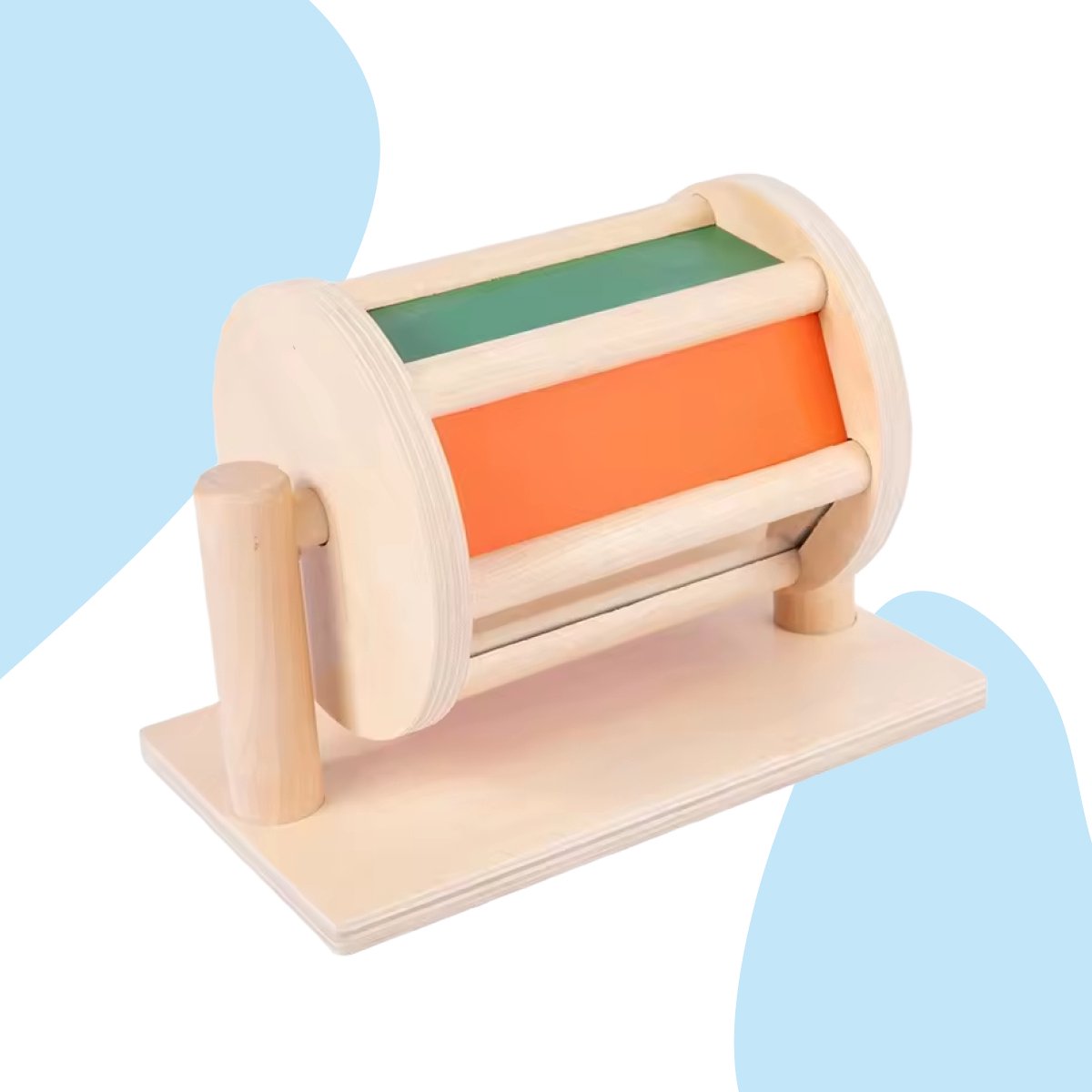 LiasToys - Spinning drum - Baby Speelgoed 6 Maanden - Montessori Speelgoed - Draaiende Trommel - Houten speelgoed