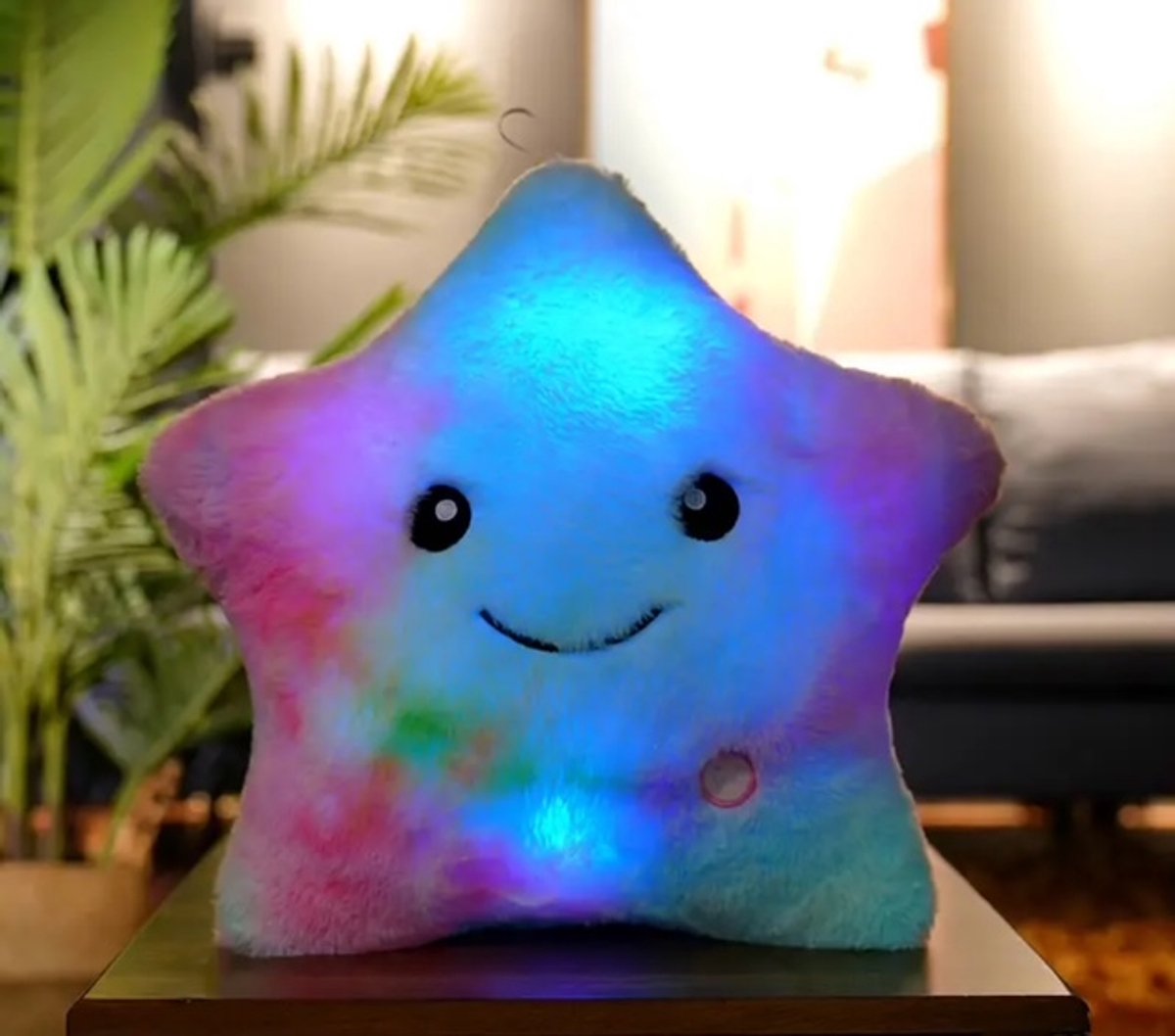 Lichtgevende Regenboog Ster Knuffel – 40 cm – LED Pluche Kussen – Nachtlamp