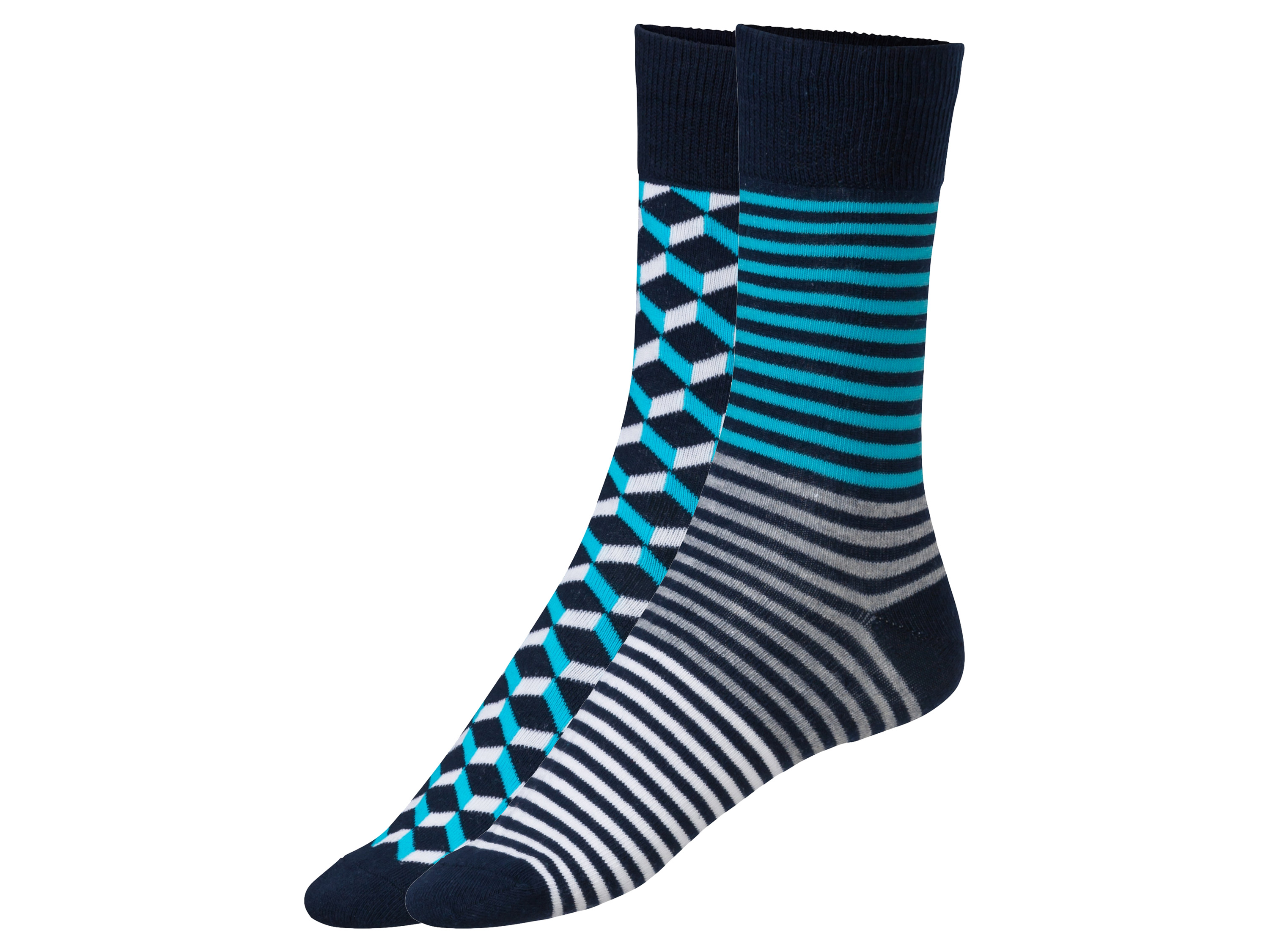 2 paar unisex sokken 2 paar (43-46, Strepen/geometrie)