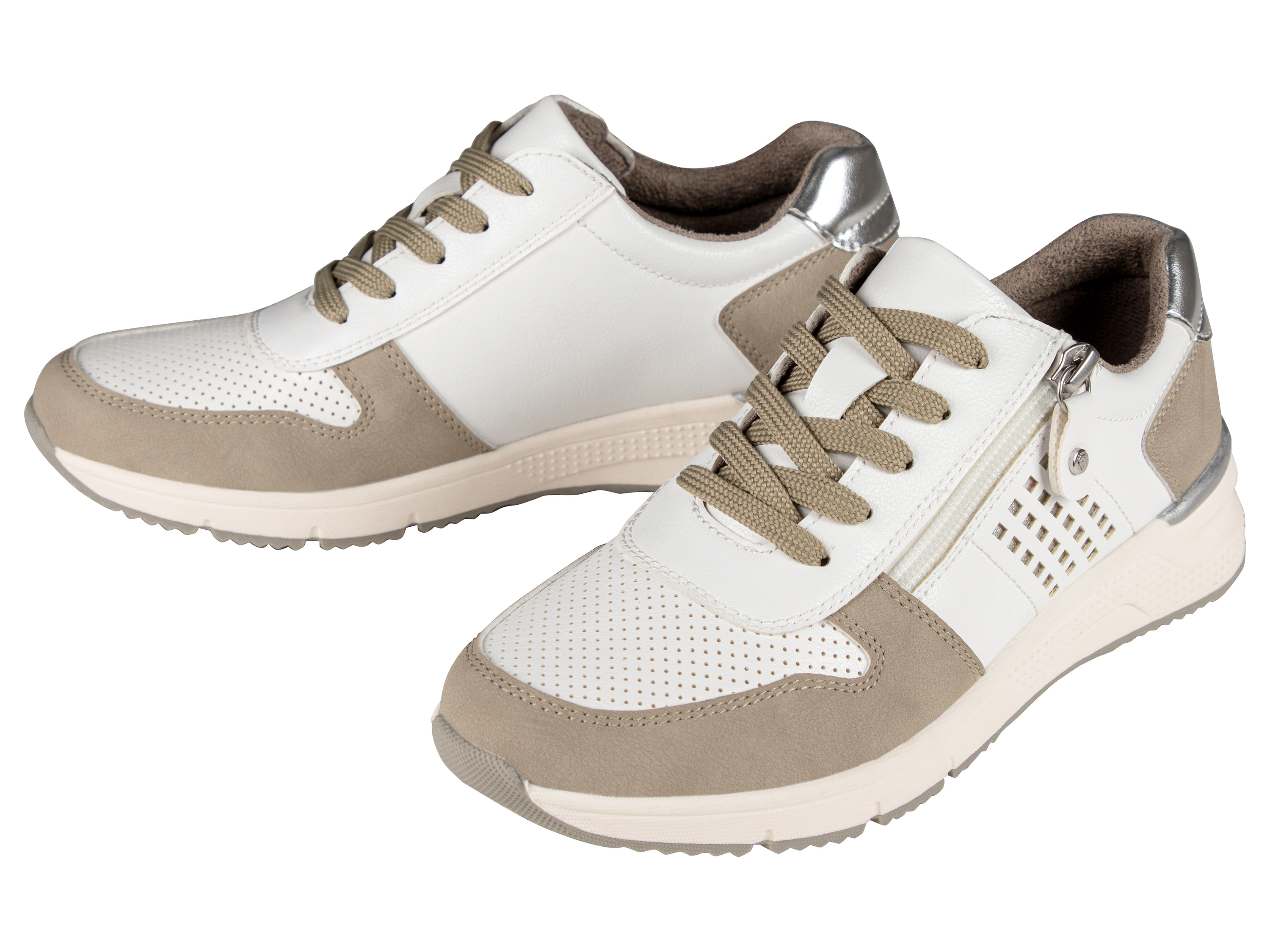 Dames sneakers (wit/beige, 39)