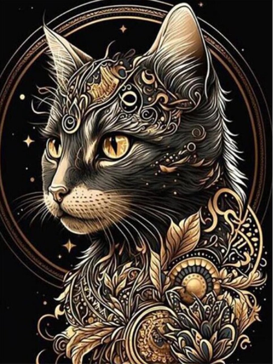 Lienz® Diamond Painting volwassenen 40x50cm – Rond – Kat – Volledig - Pakket Volwassenen