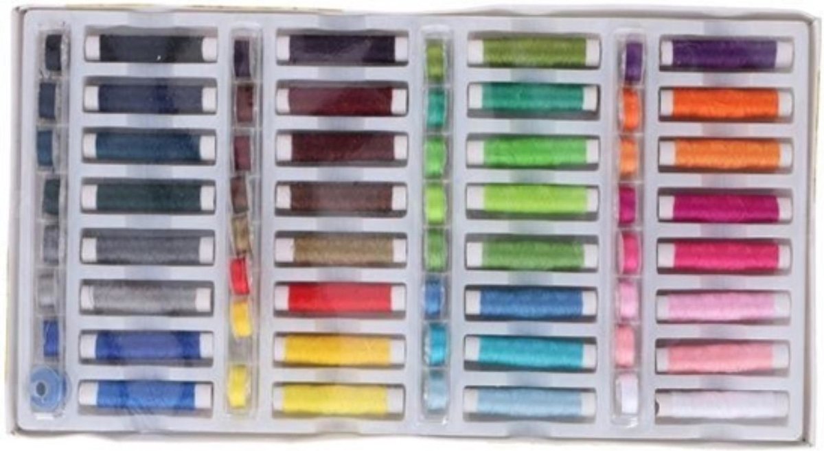 Lifetime Gekleurde Naaigaren Set - 64-delig - 15 Meter per Klos - Totaal 960 Meter