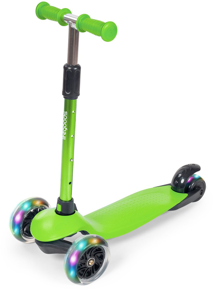 LifeGoods HappyStep - Kinderstep - Step 2-5 Jaar - 3 Lichtgevende LED Wielen - Hoogte Verstelbaar - Jongens/Meisjes - Groen