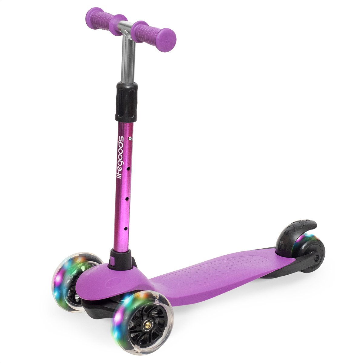 LifeGoods Kinderstep - Step 2-5 Jaar - 3 Lichtgevende LED Wielen - Hoogte Verstelbaar - Jongens/Meisjes - Paars