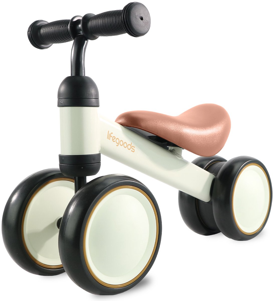 LifeGoods Loopfiets - Speelgoed Vanaf 1 jaar - Jongens en Meisjes - Kinderstep - Loopfietsje - Crème