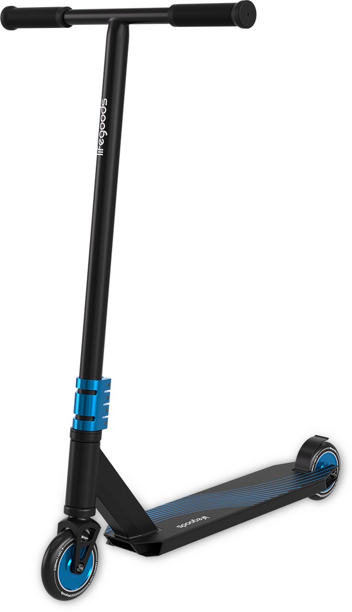 LifeGoods Stuntstep Pro X - T-Stang - HIC - Step voor Kinderen - Jongens/Meisjes - 110mm - 100KG - Zwart/Blauw