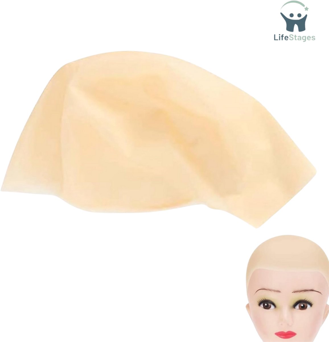 LifeStages - Bald Cap - 1 beige Kale Muts - Geschikt Voor Rollenspel - Maskerades - Toneelvoorstellingen - Feestcarnaval - Etc