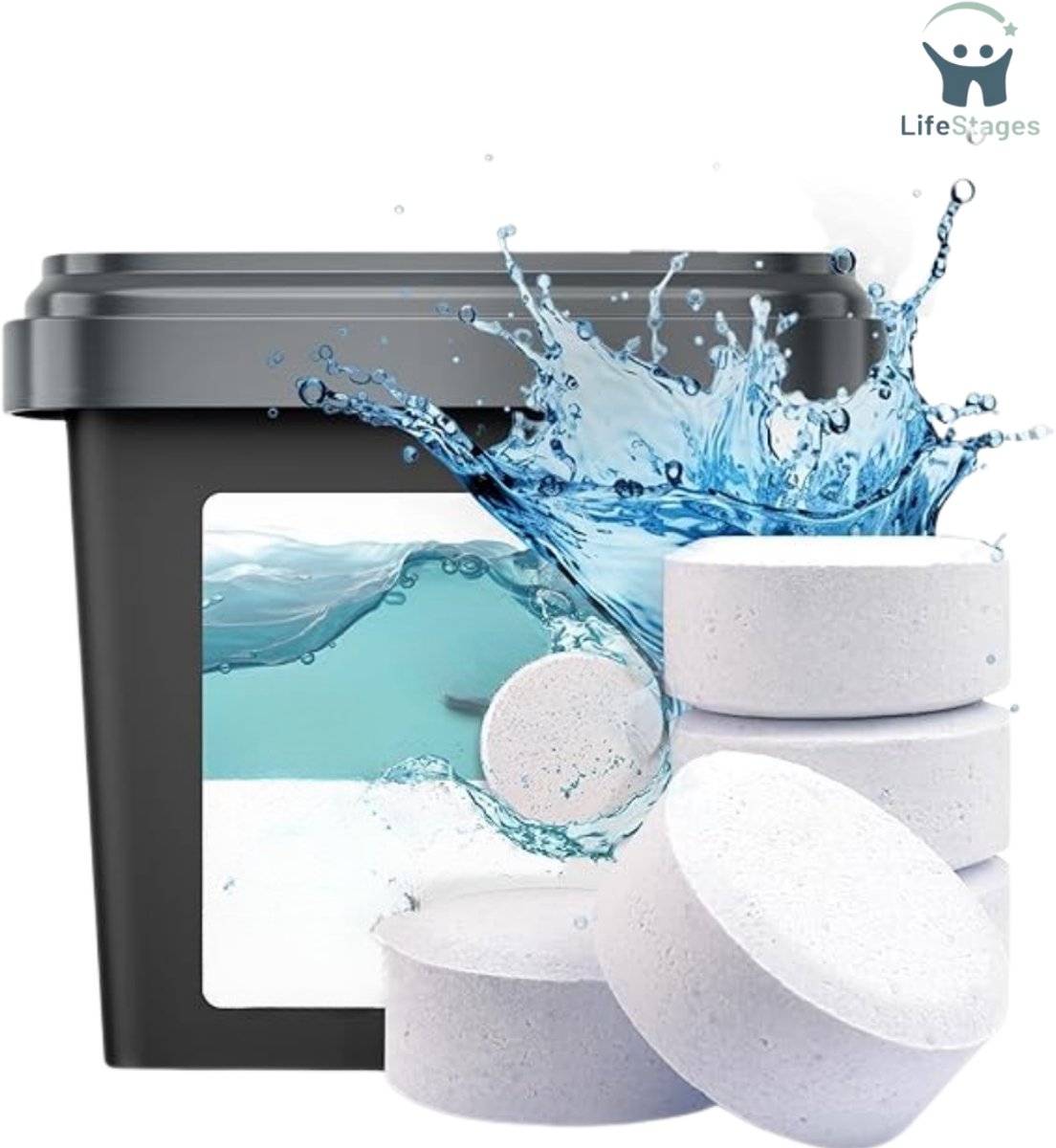 LifeStages - Chloortabletten Zwembad - 5 In 1-200 G Tabletten Multi Chloor - 5 KG Met 5 Fasen Care Effect Voor Veilige En Schone Zwembadverzorging - Hygiënisch Zwembadwater