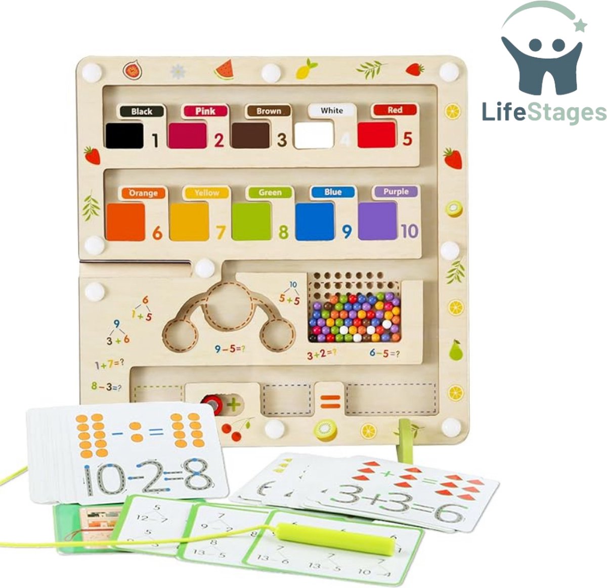 LifeStages - Magnetisch Doolhof - Montessori Sorteerspel - Educatieve Spellen - Magnetisch Kleuren- en Cijferspel