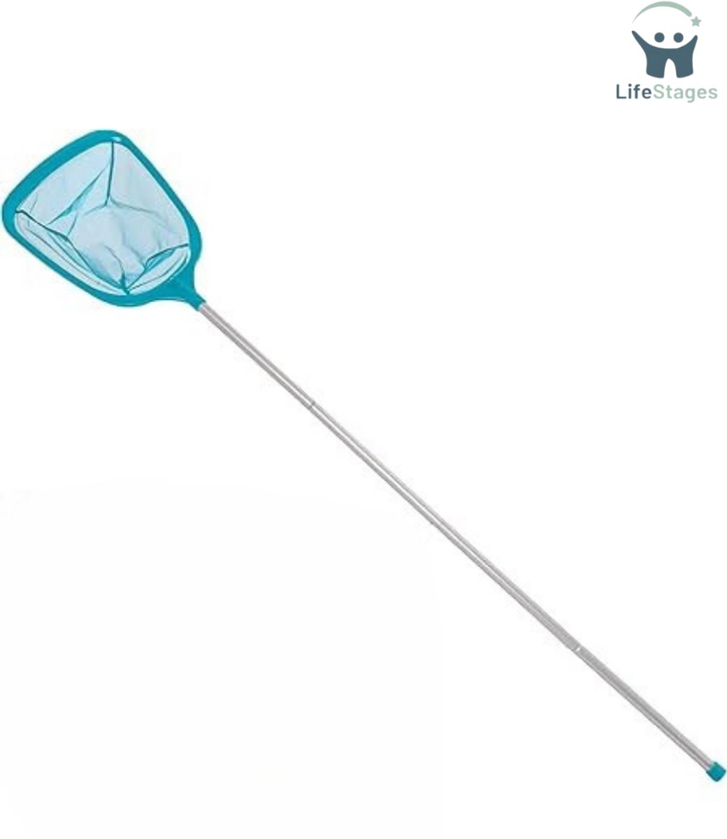 LifeStages - Schepnet Zwembad - 150CM Zwembad Skimmer Net Met Pool - Zwembad Blad Schoonmakend Net Fijnmazige Skimmer Met 4 Aluminium Palen Voor Het Schoonmaken Van Zwembad - Tuin - Vijver - Fonteinen - Spa Aquarium