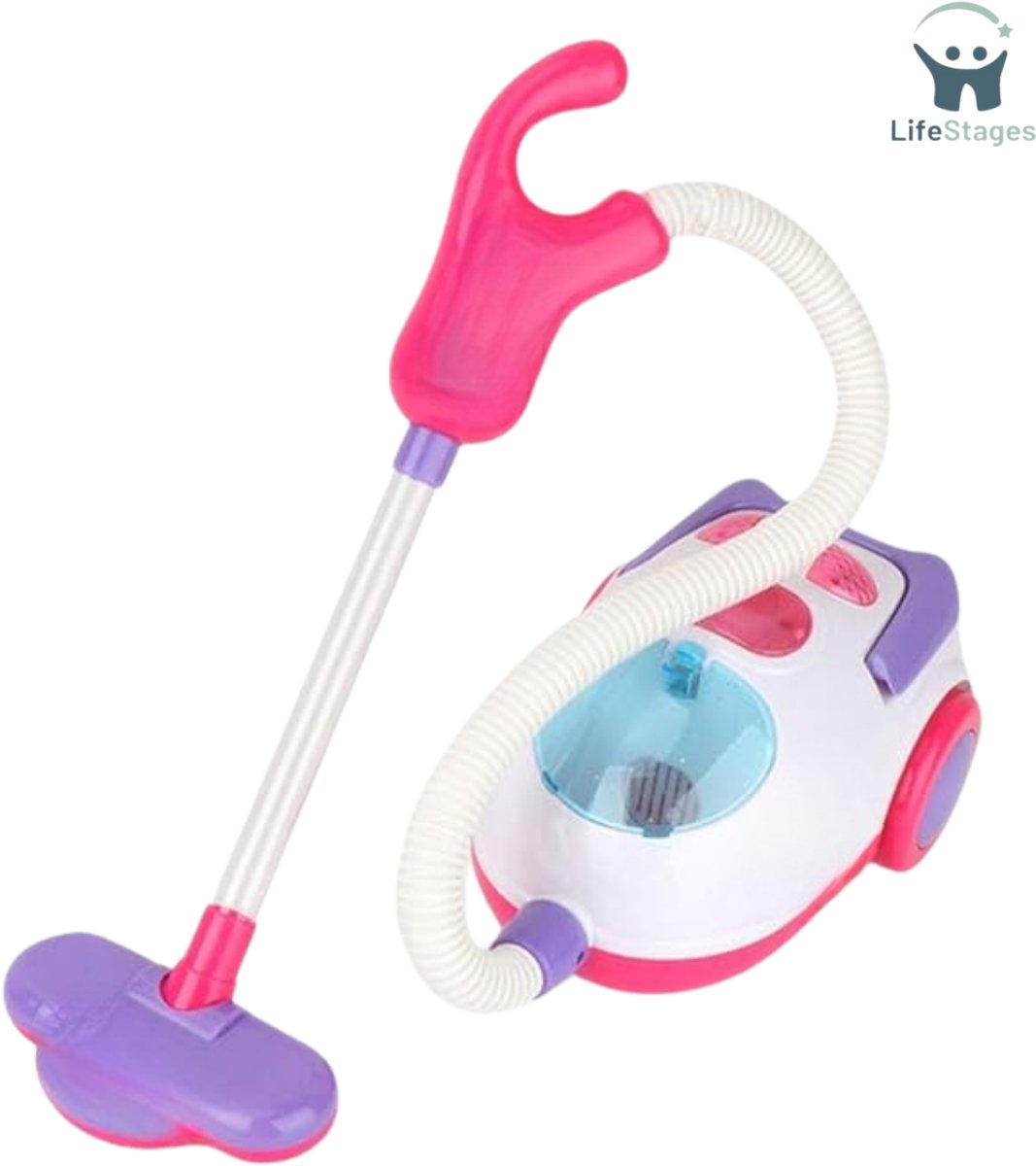 LifeStages - Speelgoed Stofzuiger - Mini Stofzuiger Met Geluiden En Lichten Op Batterij Elektrisch Blauw Stofzuiger Speelgoed Grappig Huishoudelijk Speelgoed Geschenken Educatief