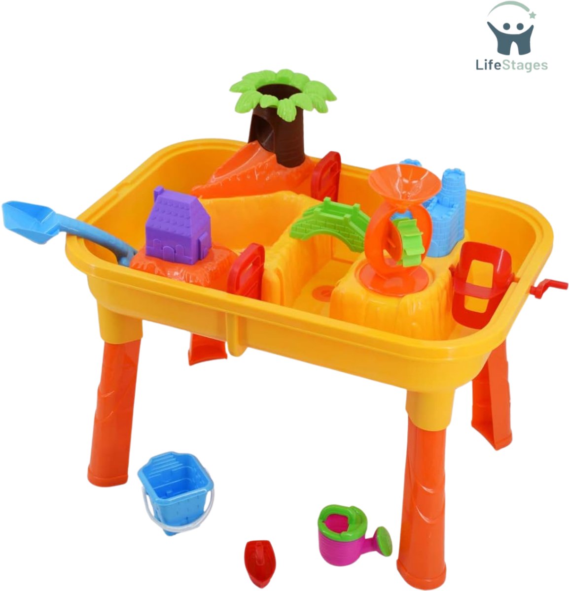 LifeStages - Watertafel - 2 In 1 Plastic Buitentafel Voor Kleuters Met Tijdtabellen En Inclusief Accessoires