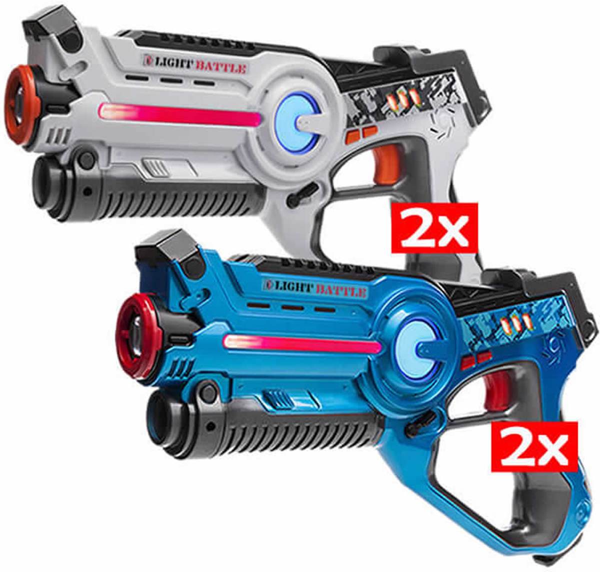 4x Light Battle laserpistool - Lasergame set - 2x blauw en 2x wit