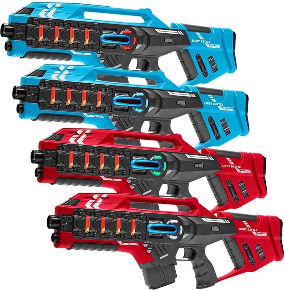   Connect Lasergame set - 4x Mega Blaster Rood/Blauw - Laserguns met unieke Anti-Cheat functie - Laser game set voor 4 personen