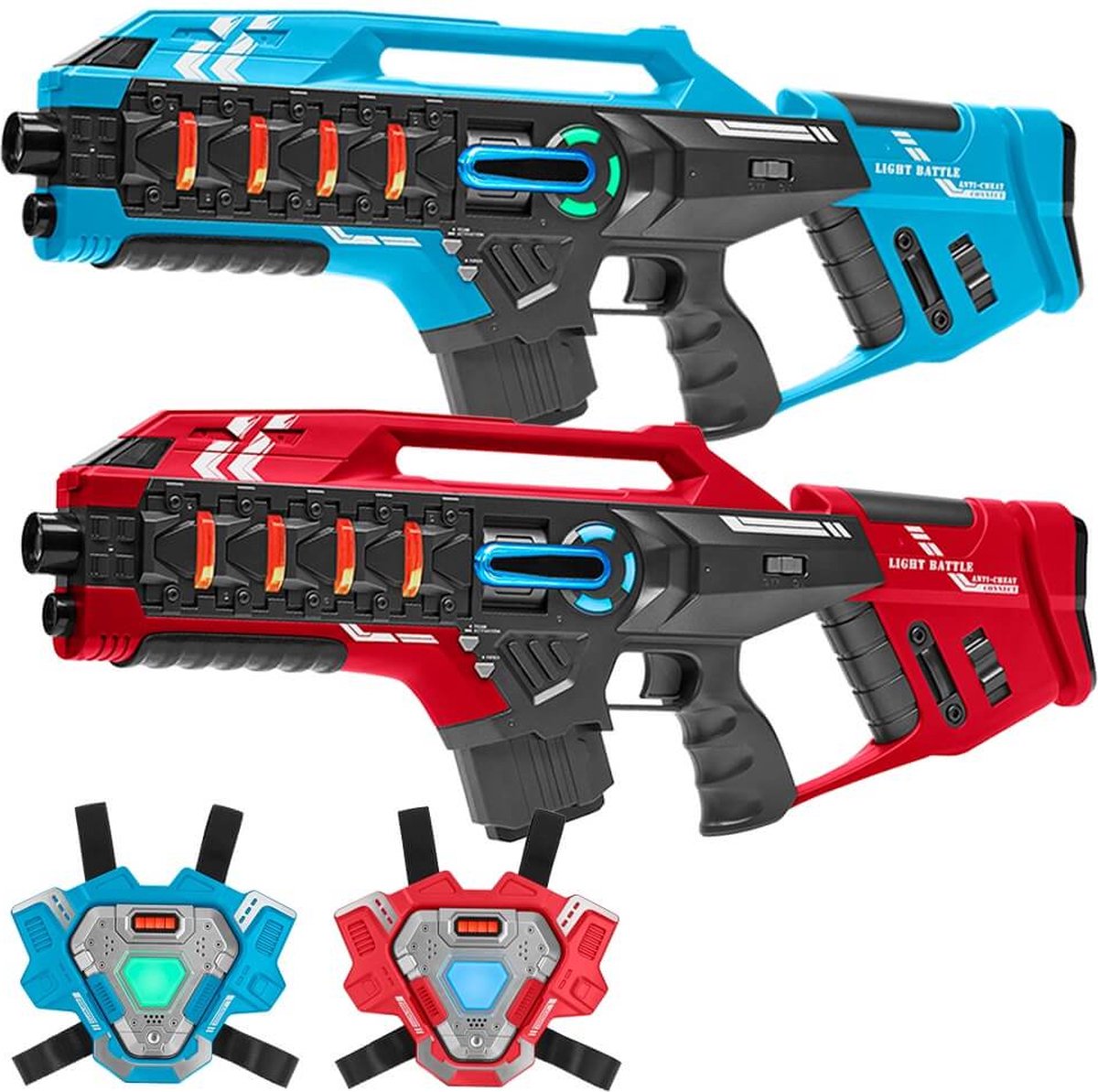 Light Battle Connect Mega Blaster lasergame set - 2 Laserguns + 2 Connect Vesten - Laser game met unieke Anti-cheat functie! - lasergeweren set voor 2 personen