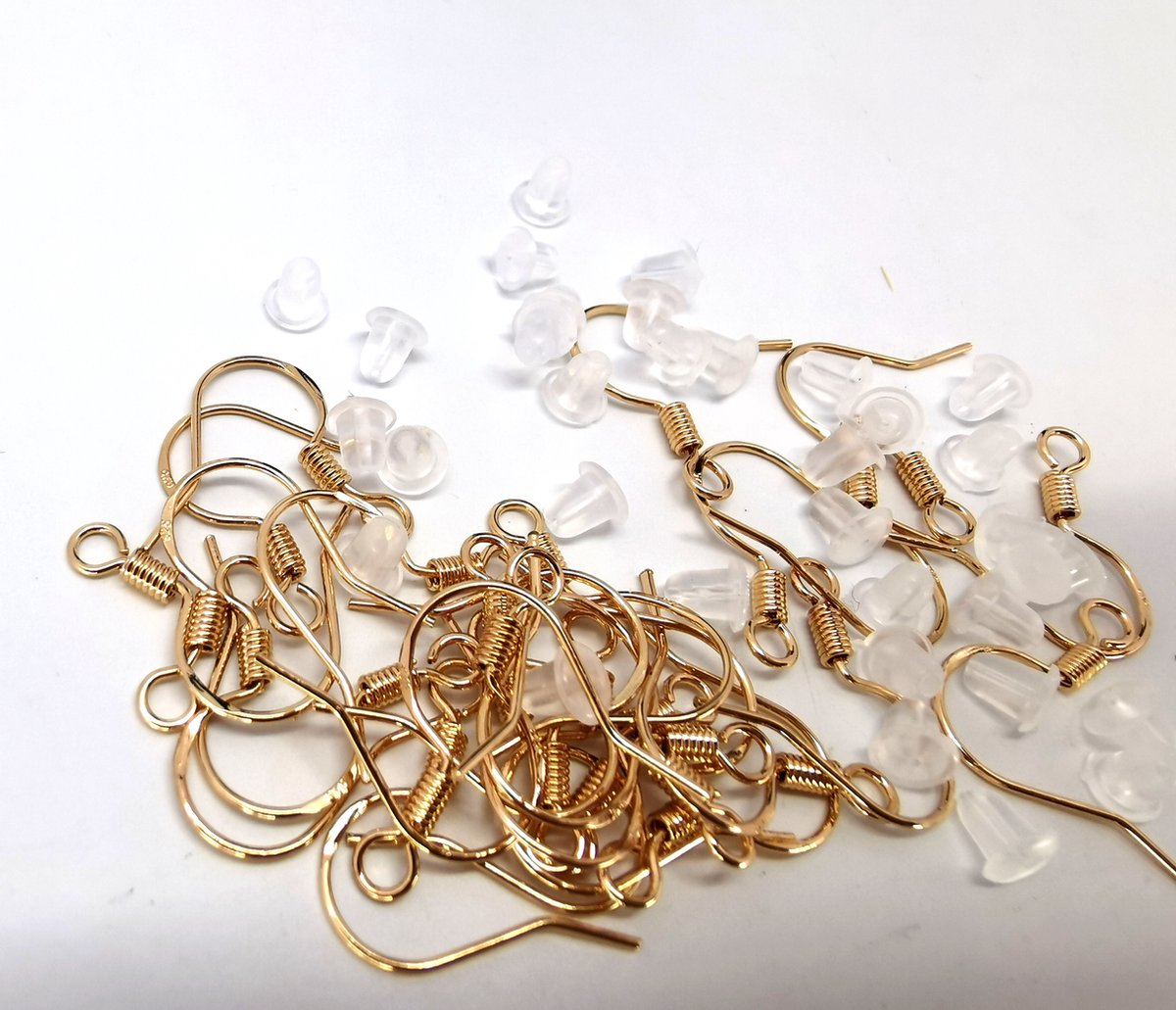15 paar 925 verzilverd - róse kleur - oorbelhaakjes met gratis silicone achterkant om eigen oorbel te maken.