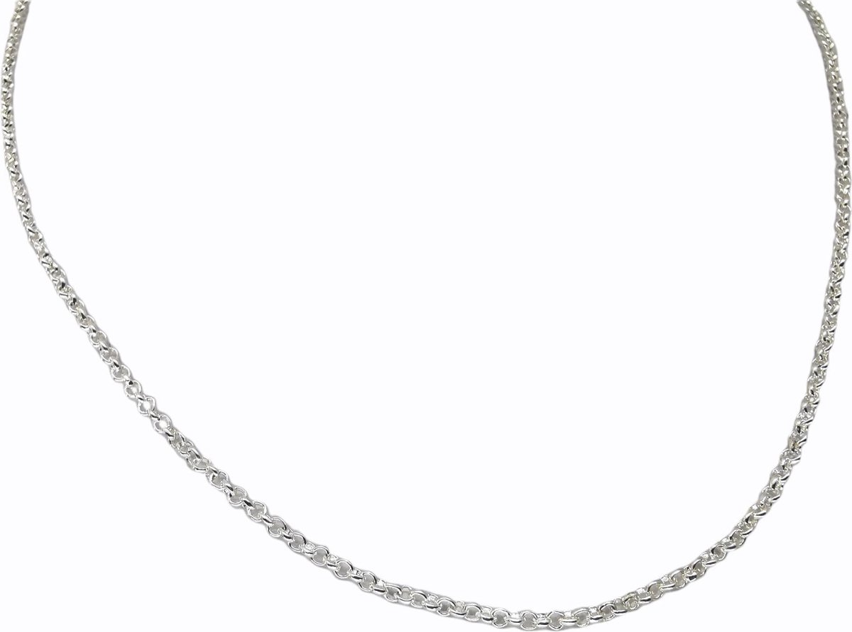 2 meter Verzilverd Jasseron losse ketting Ø 2 mm om eigen eigen creaties sieraden te maken, gratis 10 open ringetjes.