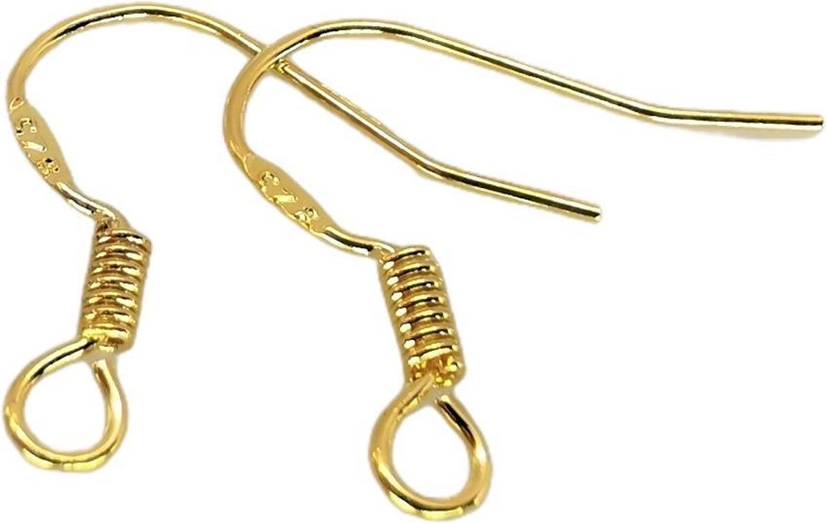 925 sterling goud oorbelhaakjes 10 paar met gratis silicone achterkant om eigen oorbel te maken.